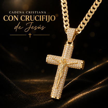 Cadena de Crucifijo chapada en oro de 14 quilates